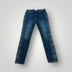 Driftwood Jackie High Rise Embroidered Blue Denim Womens Jeans Size 26x28 With F